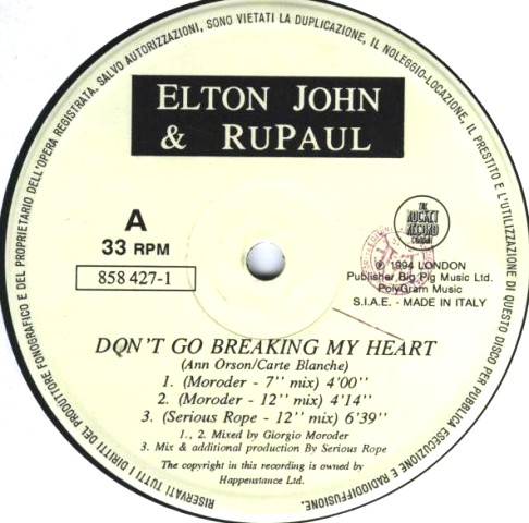 elton john rupaul dont go breaking my heart mix